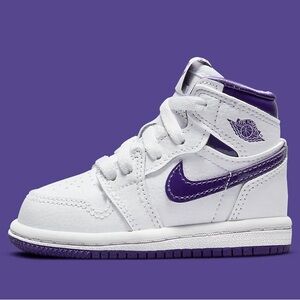 Nike White and Purple Kids' Sneakers